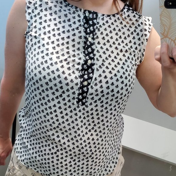 LOFT mixed media shell tank top sleeveless with pattern - Picture 8 of 8